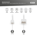 Digitus Cable de datos/carga USB 2.0 USB-A > Lightning, certificado MFI blanco