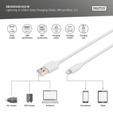 Digitus Cable de datos/carga USB 2.0 USB-A > Lightning, certificado MFI blanco