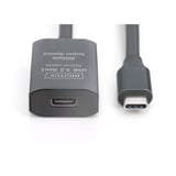 Digitus Cable de extensión USB 3.2 Gen 1 activo, conector USB-C > toma USB-C, Cable alargador negro