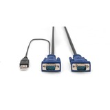 Digitus Cables para video, teclado y ratones (kvm) 3 m, PS/2, PS/2, VGA, Multicolor, Negro, USB