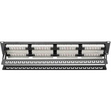 Digitus Panel de conexión clase E, CAT 6, Patch Panel negro, CAT 6, RJ-45, Negro, Acero galvanizado, SECC, Acero, Montaje en bastidor, 560 mm, 75 mm