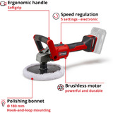 EINHELL Power X-Change pulidora a batería CE-CP 18/180 Li E-Solo, 18Volt rojo/Negro