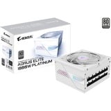 GIGABYTE AORUS ELITE P1000W ICE Fuente de Alimentación - PCIe 5.0, 80 PLUS Platinum, Diseño completamente modular, Ventilador de 120 mm, Compatible con ATX 3.0, Enchufe UE, Fuente de alimentación de PC blanco, 80 PLUS Platinum, Diseño completamente modular, Ventilador de 120 mm, Compatible con ATX 3.0, Enchufe UE, 1000 W, 100 - 240 V, 50/60 Hz, 15 - 6.5 A, Activo, 125 W