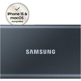 SAMSUNG Portable SSD T7 1000 GB Gris, Unidad de estado sólido gris, 1000 GB, USB Tipo C, 3.2 Gen 2 (3.1 Gen 2), 1050 MB/s, Protección mediante contraseña, Gris