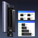 UGREEN CM767 USB 3.2 10Gbps M.2 NVMe y SATA, Caja de unidades gris/Plateado
