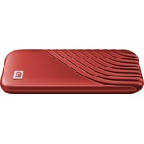 WD My Passport 1000 GB Rojo, Unidad de estado sólido rojo, 1000 GB, USB Tipo C, 3.2 Gen 2 (3.1 Gen 2), 1050 MB/s, Protección mediante contraseña, Rojo