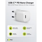goobay Cargador rápido USB-C Nano, PD, GaN, 20 Watt blanco