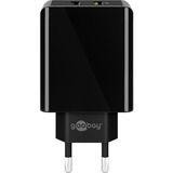 goobay cargador rápido USB dual USB/QC3.0 28W negro