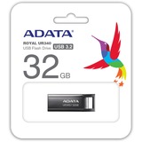 ADATA UR340 unidad flash USB 32 GB USB tipo A 3.2 Gen 1 (3.1 Gen 1) Negro, Lápiz USB níquel, 32 GB, USB tipo A, 3.2 Gen 1 (3.1 Gen 1), Sin tapa, 4 g, Negro