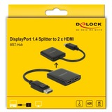 DeLOCK 87769 divisor de video DisplayPort 2x HDMI, Splitter HDMI negro, DisplayPort, 2x HDMI, 3840 x 2160 Pixeles, Negro, De plástico, 1.4/2.2