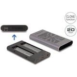 DeLOCK Carcasa USB externa 20 Gbps para 2 x M.2 NVMe PCIe SSD, Caja de unidades gris