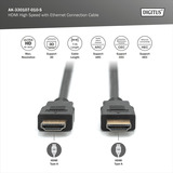 Digitus Cable HDMI de alta velocidad con Ethernet, tipo A negro