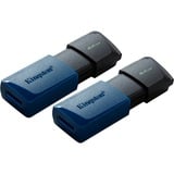 Kingston DataTraveler 64GB USB3.2 Gen 1 Exodia M (Negro + Azul) - 2 Pieces, Lápiz USB azul/Negro, 64 GB, USB tipo A, 3.2 Gen 1 (3.1 Gen 1), Deslizar, 20 g, Negro, Azul