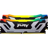 Kingston FURY FURY 48GB 8400MT/s DDR5 CL40 CUDIMM (Kit de 2) Renegade RGB Silver XMP, Memoria RAM plateado/Negro, 48 GB, 2 x 24 GB, DDR5, 288-pin DIMM