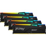 Kingston FURY FURY Beast 64 GB 6000 MT/s DDR5 CL40 DIMM (Kit de 4) RGB XMP, Memoria RAM negro, 64 GB, 4 x 16 GB, DDR5, 288-pin DIMM