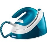 Philips Centro de planchado PerfectCare Compact Essential GC6840/20, Estación de planchado a vapor Petrol/blanco, 2400 W, 360 g/min, Suela de SteamGlide, 6 bar, 1,3 L, 120 g/min