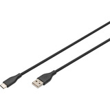 Digitus Cable de conexión USB 2.0 de silicona USB-A > USB-C negro