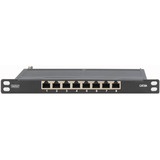 Digitus Panel de parcheo delgado CAT 6A, clase EA, 8 puertos, Patch Panel negro