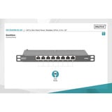 Digitus Panel de parcheo delgado CAT 6A, clase EA, 8 puertos, Patch Panel negro