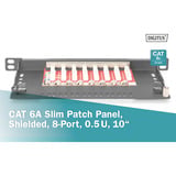 Digitus Panel de parcheo delgado CAT 6A, clase EA, 8 puertos, Patch Panel negro