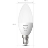 Philips Hue Vela - Bombilla inteligente E14 - (paquete de 2), Lámpara LED Philips Hue White Vela - Bombilla inteligente E14 - (paquete de 2), Bombilla inteligente, Blanco, Bluetooth/Zigbee, LED integrado, E14, Blanco cálido