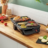 Tefal Ultra Compact 600 Classic GC3050, Barbacoa de contacto plateado/Negro, Negro, Metálico, Titanio, Acero inoxidable, Rectangular, Plancha, 600 cm², Tapa con bisagra, Tapa de bloqueo