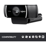 Logitech C922 Pro Stream cámara web 1920 x 1080 Pixeles USB Negro, Webcam negro, 1920 x 1080 Pixeles, Full HD, 60 pps, 1280x720@60fps, 1920x1080@30fps, 720p, 1080p, H.264