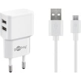 goobay Set de carga dual Micro-USB 18 Watt, Cargador blanco
