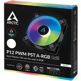 ARCTIC P12 PWM PST A-RGB 0dB Carcasa del ordenador Ventilador 12 cm Negro, Blanco 1 pieza(s) negro, Ventilador, 12 cm, 2000 RPM, 48,8 cfm, 82,91 m³/h, Negro, Blanco