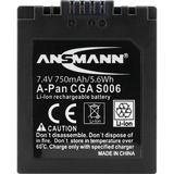 Ansmann Li-Ion battery packs A-PAN CGA S006 Ión de litio 800 mAh, Batería para cámara 800 mAh, 7,4 V, Ión de litio