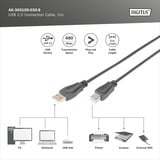 Digitus Cable de conexión USB 2.0 USB-A (conector) > USB-B (conector) negro