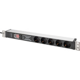 Digitus Regleta de enchufes de 19" con perfil de aluminio, 5 tomas, 1U negro/Aluminio