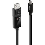 Lindy 43342 adaptador de cable de vídeo 2 m USB Tipo C DisplayPort Negro negro, 2 m, USB Tipo C, DisplayPort, Macho, Macho, Derecho