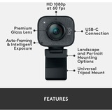 Logitech StreamCam Cámaras web, Webcam grafito, 1920 x 1080 Pixeles, Full HD, 60 pps, 1080p, 2 - 3.7 mm, 0.1 m