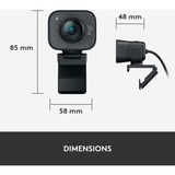 Logitech StreamCam Cámaras web, Webcam grafito, 1920 x 1080 Pixeles, Full HD, 60 pps, 1080p, 2 - 3.7 mm, 0.1 m