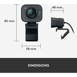 Logitech StreamСam cámara web 1920 x 1080 Pixeles USB 3.2 Gen 1 (3.1 Gen 1) Grafito, Webcam grafito, 1920 x 1080 Pixeles, Full HD, 60 pps, 1080p, 2 - 3.7 mm, 0.1 m