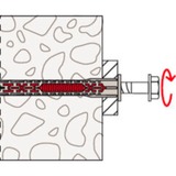 fischer Taco de vástago largo DuoXpand 8x80 FUS, Pasador gris claro/Rojo