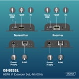 Digitus Extensor de video 4K USB-C > HDMI, 200 metros, Alargador de HDMI negro