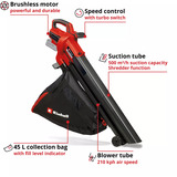 EINHELL Power X-Change Akku-Laubsauger VENTURRO 18/210 Kit, 18Volt, Aspirador/soplador rojo/Negro