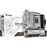 GIGABYTE B650M AORUS ELITE AX ICE Placa base - AMD Ryzen serie 9000, VRM de 12+2+2 fases, hasta 8000 MHz DDR5 (OC), 1xPCIe 5.0 + 1xPCIe 4.0 M.2, LAN 2,5 GbE, WIFI 6E, USB 3.2 Gen 2x2 plateado, VRM de 12+2+2 fases, hasta 8000 MHz DDR5 (OC), 1xPCIe 5.0 + 1xPCIe 4.0 M.2, LAN 2,5 GbE, WIFI 6E, USB 3.2 Gen 2x2, AMD, Zócalo AM5, AMD Ryzen 7000 Series, AMD Ryzen 8000 Series, AMD Ryzen 9000 Series, Zócalo AM5, DDR5-SDRAM, 256 GB