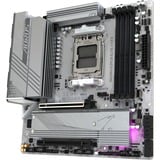 GIGABYTE B650M AORUS ELITE AX ICE Placa base - AMD Ryzen serie 9000, VRM de 12+2+2 fases, hasta 8000 MHz DDR5 (OC), 1xPCIe 5.0 + 1xPCIe 4.0 M.2, LAN 2,5 GbE, WIFI 6E, USB 3.2 Gen 2x2 plateado, VRM de 12+2+2 fases, hasta 8000 MHz DDR5 (OC), 1xPCIe 5.0 + 1xPCIe 4.0 M.2, LAN 2,5 GbE, WIFI 6E, USB 3.2 Gen 2x2, AMD, Zócalo AM5, AMD Ryzen 7000 Series, AMD Ryzen 8000 Series, AMD Ryzen 9000 Series, Zócalo AM5, DDR5-SDRAM, 256 GB