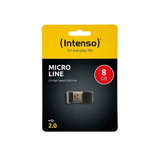 Intenso Micro Line unidad flash USB 8 GB USB tipo A 2.0 Negro, Lápiz USB negro, 8 GB, USB tipo A, 2.0, 16,5 MB/s, Tapa, Negro