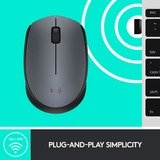 Logitech M170 Grey-K ratón Oficina Ambidextro RF inalámbrico Óptico 1000 DPI gris, Ambidextro, Óptico, RF inalámbrico, 1000 DPI, Gris