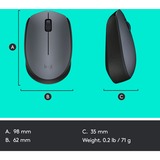 Logitech M170 Grey-K ratón Oficina Ambidextro RF inalámbrico Óptico 1000 DPI gris, Ambidextro, Óptico, RF inalámbrico, 1000 DPI, Gris