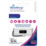 MediaRange MR919 unidad flash USB 256 GB USB tipo A 3.2 Gen 1 (3.1 Gen 1) Negro, Plata, Lápiz USB plateado/Negro, 256 GB, USB tipo A, 3.2 Gen 1 (3.1 Gen 1), 100 MB/s, Deslizar, Negro, Plata