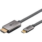 goobay Cable adaptador textil USB, conector USB-C > conector HDMI, 4K / 60Hz negro/Plateado