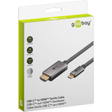 goobay Cable adaptador textil USB, conector USB-C > conector HDMI, 4K / 60Hz negro/Plateado
