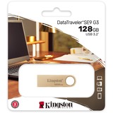 Kingston DataTraveler 128GB 220MB/s Unidad USB 3.2 Gen 1 Metálica SE9 G3, Lápiz USB dorado, 128 GB, USB tipo A, 3.2 Gen 1 (3.1 Gen 1), 220 MB/s, Sin tapa, Oro