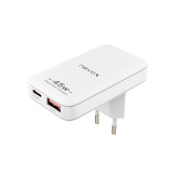 Nevox Cargador USB-C delgado DUAL de 45W GaN EU / US blanco