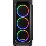 Sharkoon TK5M RGB ATX Escritorio Negro, Cajas de torre negro, Escritorio, PC, Negro, ATX, micro ATX, Mini-ITX, Metal, Plástico, Vidrio templado, Multi